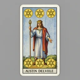 a painting of nine of pentacles tarot card by austin osman spare and jean delville-H 1024