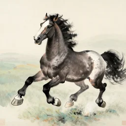 a galloping wild horse, by xu-beihong