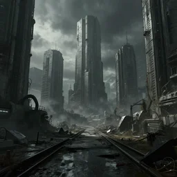 futuristic underground polluted dystopian totalitarian regime concrete megacity, depressing, artstation