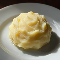 octahedron of mashed potatoes on a dinner plate
