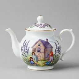 english teapot cottage with lavender flowers. intricate painting by ross tran, magali villeneuve, and jeremy mann.