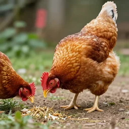 hyperealistic chicken eating chicken