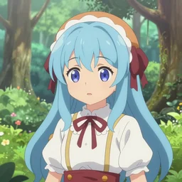 a amano yoshitaka of reimu in the jungle wearing bonnet