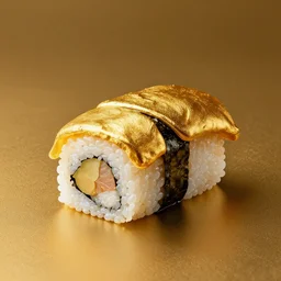 sushi made of gold, matte painting