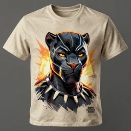 a t shirt design of portrait shot of a retro vintage black panther marvel chadwick boseman vector svg in the style of comic books drawn by jack kirby