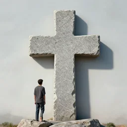 a cross between a stone and a man