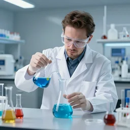 a mad scientist mixing dangerous radioactive chemicals on a laboratory, wlop, trending on artstation, deviantart, anime key visual, official media, professional art, 8 k uhd
