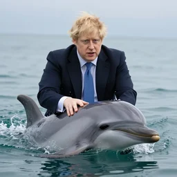 boris johnson riding a dolphin