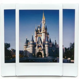 a photocopy of a polaroid of Jorge Luis Borges at Disneyworld