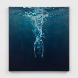 drowning in the deep space ocean, paint pour, greg rutkowski, wlop, oil on canvas, poured paint, paint pour