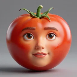 an anthromorphic portrait of a tomato with emma stone facial features, hyperdetailed, volumetric lightening