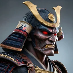 a profile picture of powerful japanese samurai monster, detailed face, face symmetry, fanart artstation global illumination rtx hdr fanart arstation 3 d, character concept portrait by moebius and laurie greasley, unreal engine 5 render, profile picture, 8 k, cinematic color grading