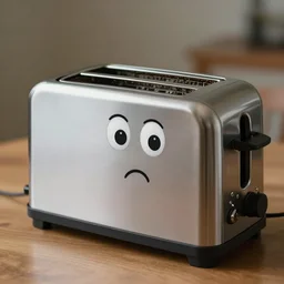 sentient toaster talking to me hyperrealism