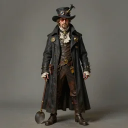 Portrait of Steampunk plague doctor, matte painting