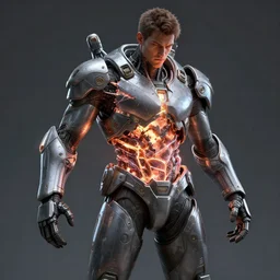 a full body male in a futuristic armor being ripped apart by a glowing light inside his body, 3 d render, hyper realistic detailed portrait, ruan jia, wlop. scifi, fantasy, hyper detailed, octane render, concept art, by peter mohrbacher, by wlop, by ruan jia