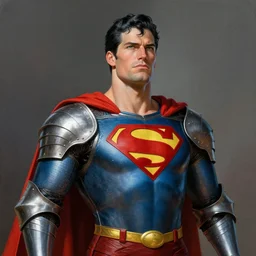 greg manchess portrait ofsuperman in a medieval knight armour