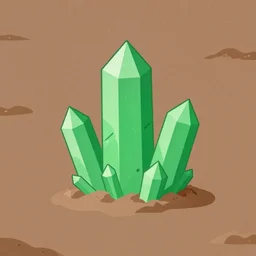 large green crystals sticking out of the flat dirt, simple ground terrain albedo texture, flat, 2 d texture, seamless