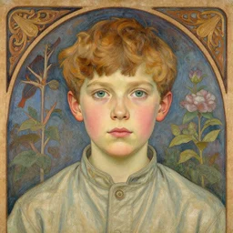 a stunning portrait of yakut boy by Evelyn De Morgan and Ross Tran, rossdraws, fresco