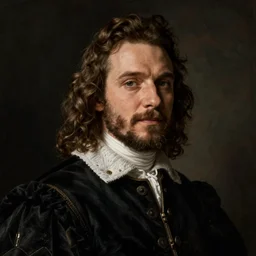 historic merchant portrait of joel kinnaman. by rembrandt, by frans hals.