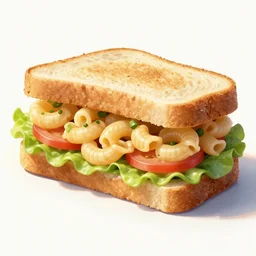 sandwich and macaroni salad, digital art, trending on artstation