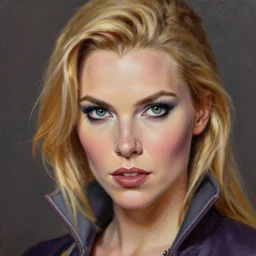 mystique from the xmen, 8 k, realistic, oil painting, high detail, pretty face,