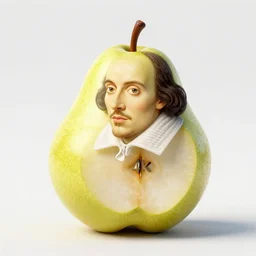 william shakespeare!! as a pear fruit, william shakespeare!!! and pear fruit hybrid, 4 k, octane render