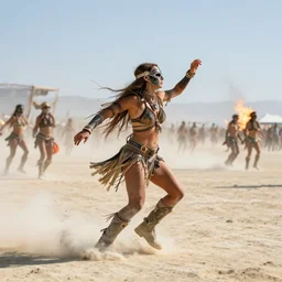 burning man festival going wild, close up, photorealistic, hd