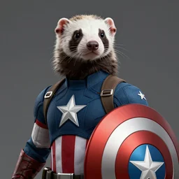 A ferret is Captain America's shield, hyperdetailed, artstation, cgsociety, 8k