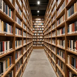 Infinite tunnel made of bookshelfs, high detailed award winning photograph,