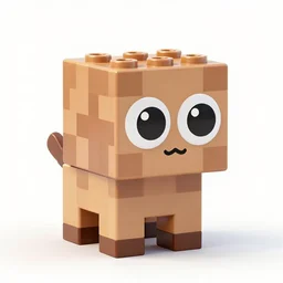 tiny creature made of one brick, four legged, big cute eyes, quadrupedal, cute looking, kawaii, sharp focus, character, game concept art, blocky, lego mixels inspired, pokemon inspired, flat colors like katamari damacy, blocky like minecraft, promotional image, 3 d rendering