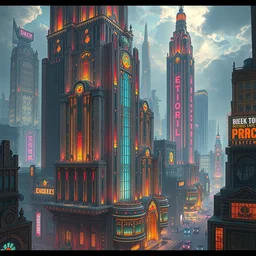 [ [ art deco ] ] 1 9 2 0 metropolis optimistic colorful art deco architecture fantasy by ross tran greg rutkowski intricate elegant retro futuristic highly detailed, artstation [ cyberpunk ]
