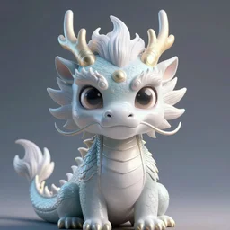 a cute eastern dragon with big eyes