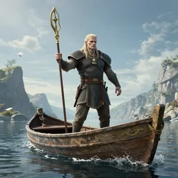 geralt of rivia on a boat