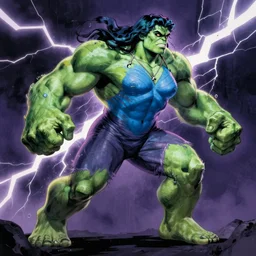 gorgeous blue female hulk by  Frank frazetta full body profile, trending on artstation, dramatic lightning