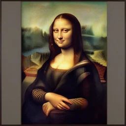 color photo of leonardo da vinci painting the mona lisa