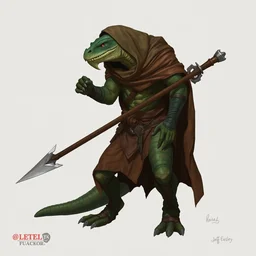anthro mean looking reptile warrior wearing cloak, dnd illustration by jeff easley and dan mumford, character concept trending on artstation