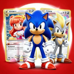 sonic the hedgehog pokemon cards with amy rose and shadow the hedgehog and silver the hedgehog, pokemon style, hd 8k image high detail, at target