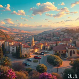 🚟, panorama, style guido borelli, artstation, cinematografic, vivid pastel colors