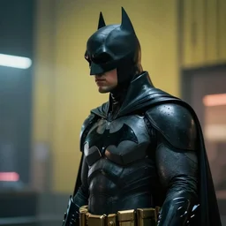 a profile shot of the batman in the style of cyberpunk, photorealistic, cinematic, 8k