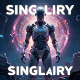 Transhumanist propaganda poster for the singularity, 8k, trending on artstation, masterpiece, highly detailed.