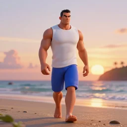 Photo of Orchid, from Killer Instinct, walking by a beach, sunset, 8k