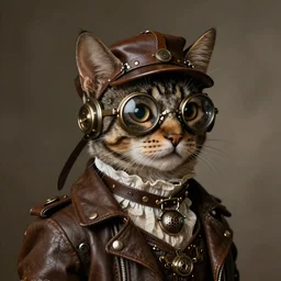 Portrait of a steampunk kitty in the style of Rembrandt