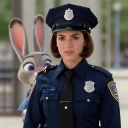 film still, a real human young policewoman who is Judy Hopps, from Police Academy 2 (1985)