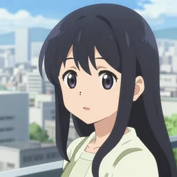 anime visual, portrait of a young female sightseeing above the city, cute face by yoh yoshinari, katsura masakazu, dramatic lighting, dynamic pose, dynamic perspective, strong silhouette, ilya kuvshinov, anime cels, outlined!!!, rounded eyes, moody, detailed facial features