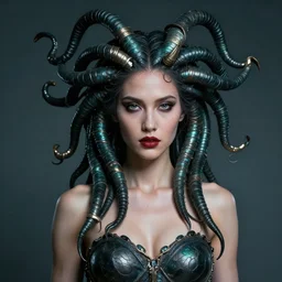 beautiful photorealistic android medusa gorgon