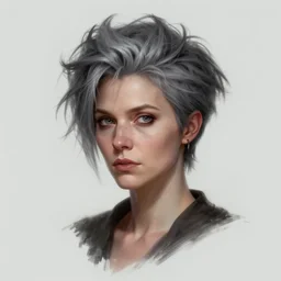 portrait of the woman called ss - kerstin. she is 6 0 years old and has strange short spiky gray hair. she is the general of hate. detailed digital art by greg rutkowski, thomas kinkade and keith parkinson, artstation, cgsociety, 8 k, hd