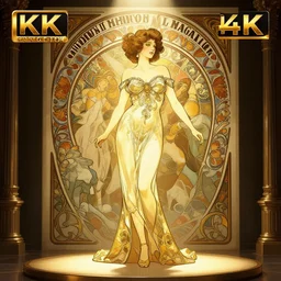 digital concept art by artgerm and alphonse mucha. just one lonely namilia attctive showgirl!! full body!! contour light effect!! 8 k, stage light. octane render. sharp edge. ultra clear detailed