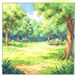 manga drawing of a beautiful park