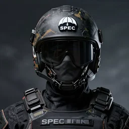 spec - ops head, umbrella logo on forehead, special forces, dark design, artstation, concept art, realistic, intricate details