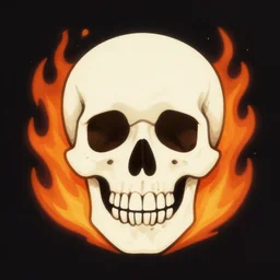 a retro minimalistic wide smiling skull with fire flame, hd, splash painting behance